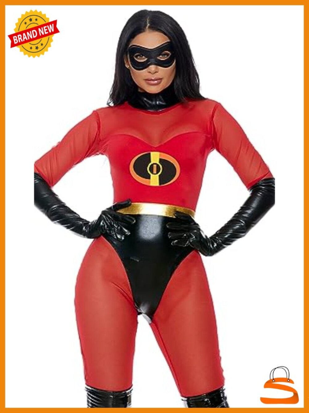 Sexy Superhero Cosplay Jumpsuit with Mask & Gloves - 90% Polyester 10% Spandex